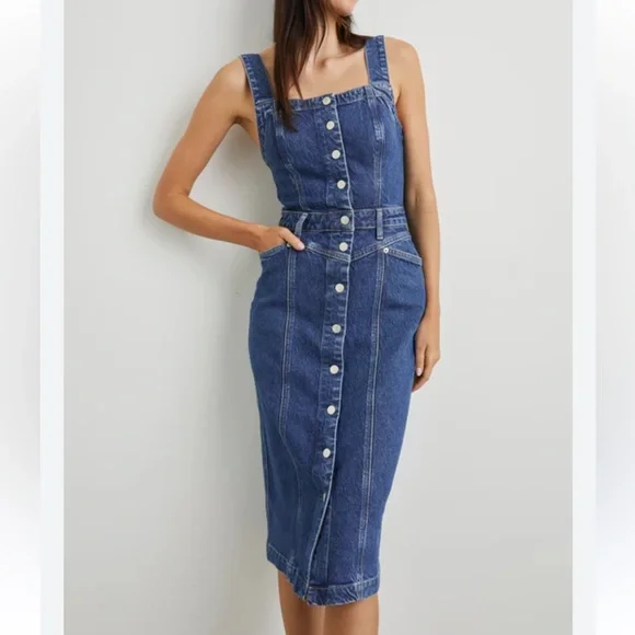 Rails | Dresses | Rails Malibu Denim Dress Square Neck Button Down Sz Xs |  Poshmark